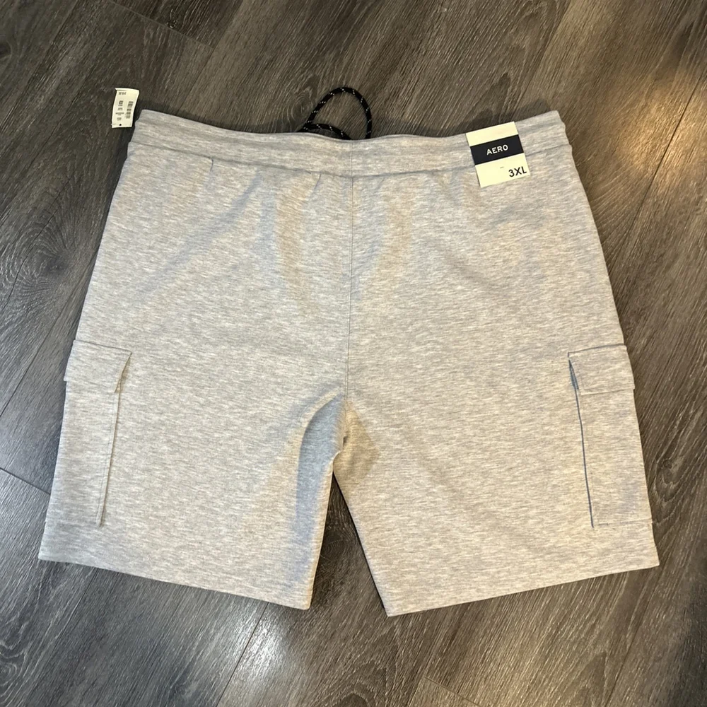 Areopostale Mens 3XL Gray Shorts Drawstring Waist Zipper & Cargo Pockets NWT